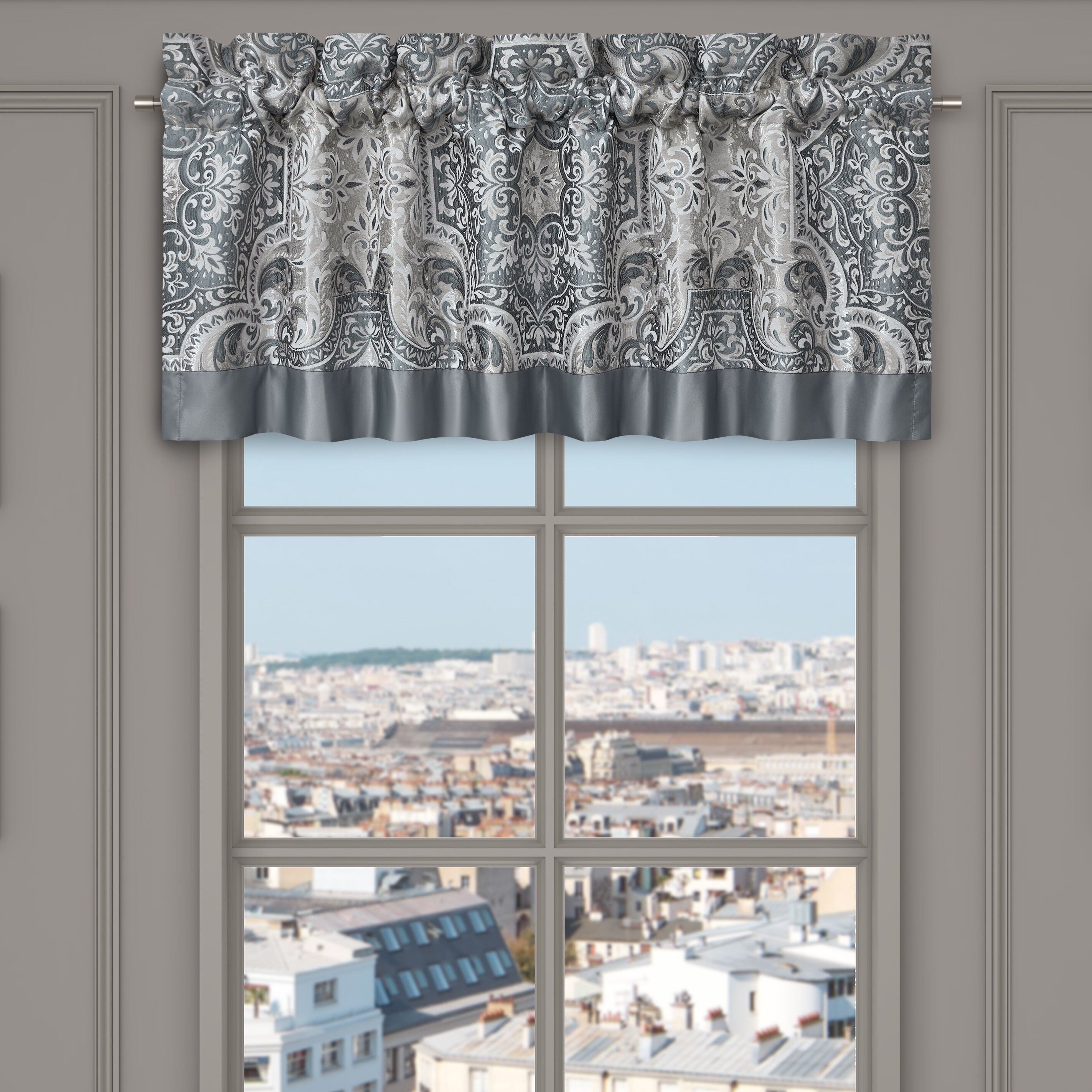 LISBON WINDOW STRAIGHT VALANCE, SLATE, hi-res image number 0