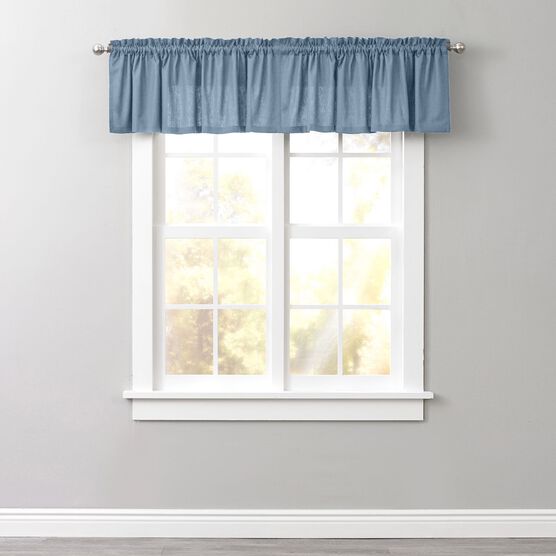Poly Cotton Canvas Rod-Pocket Valance, CAROLINA BLUE, hi-res image number null