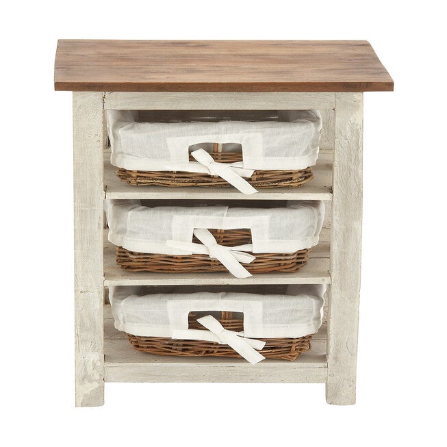 White Farmhouse Rattan Storage Unit, 29 x 15, , alternate image number null