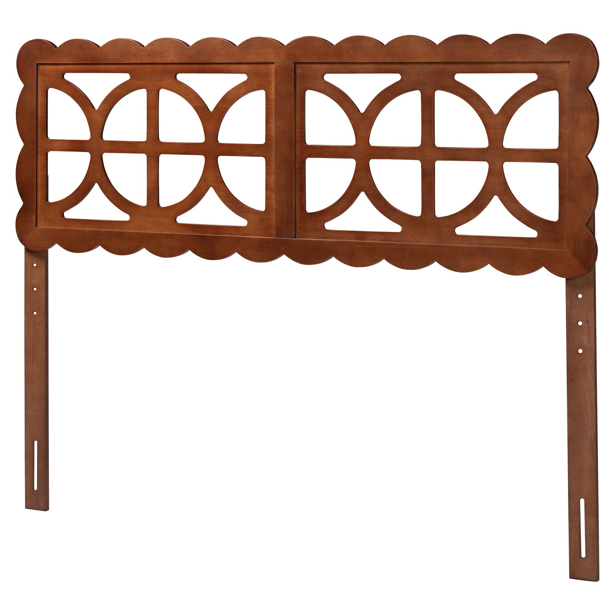 Nansen Wood Headboard with Scalloped Frame, Full, Walnut, BROWN, alternate image number 1