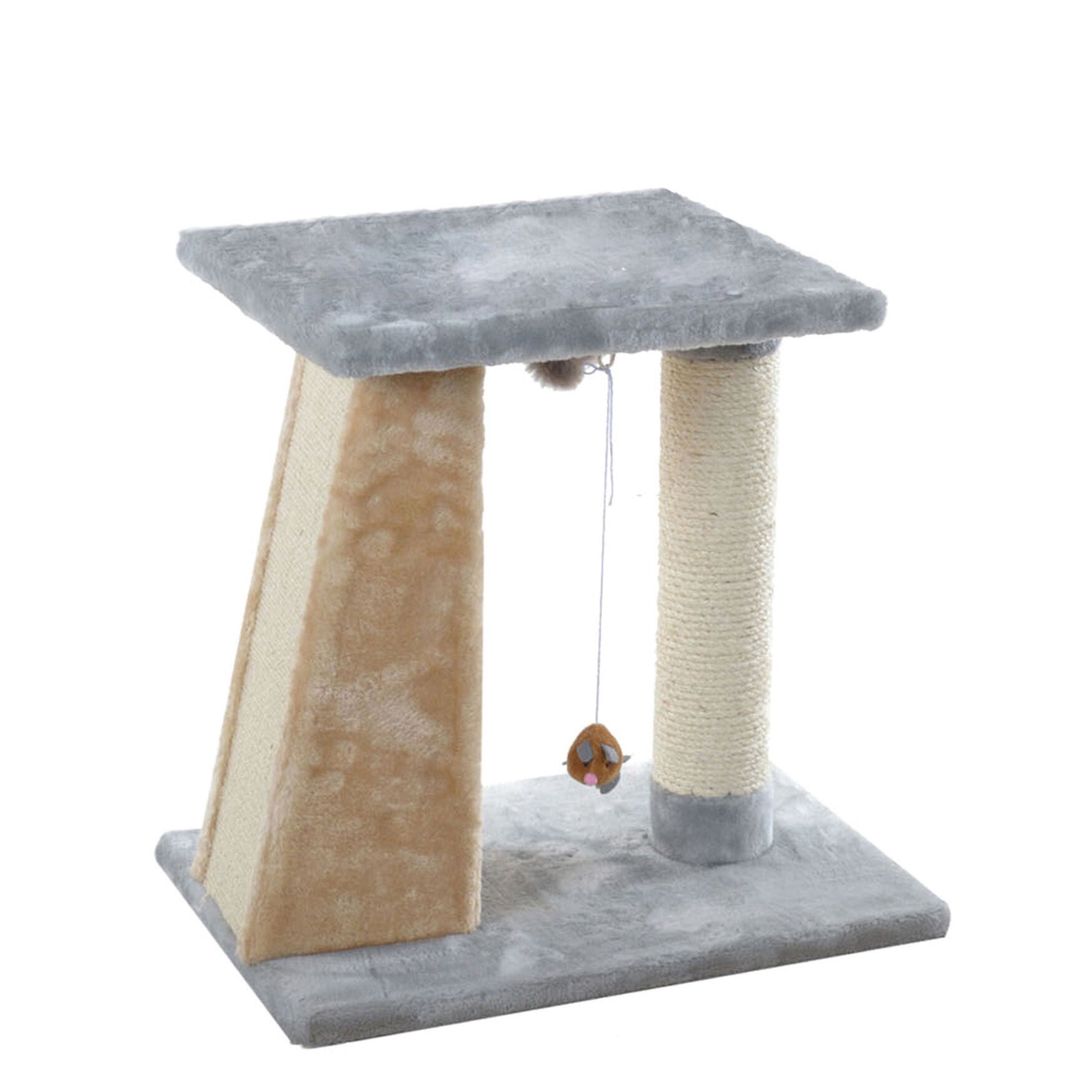 Two-Level Platform Real Wood Cat Scratcher With Sisal Carpet Board, , alternate image number 4