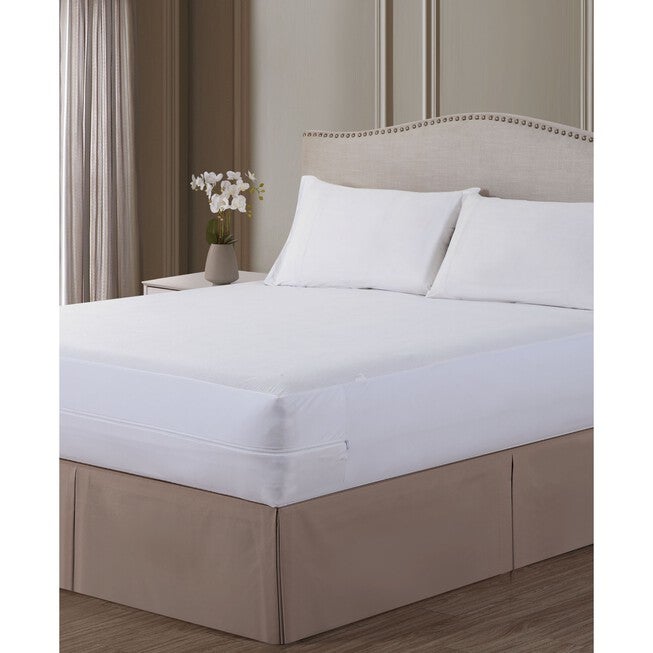 Fresh Ideas Mattress Guard Allergy Relief Zippered Mattress Protector, WHITE, hi-res image number 0