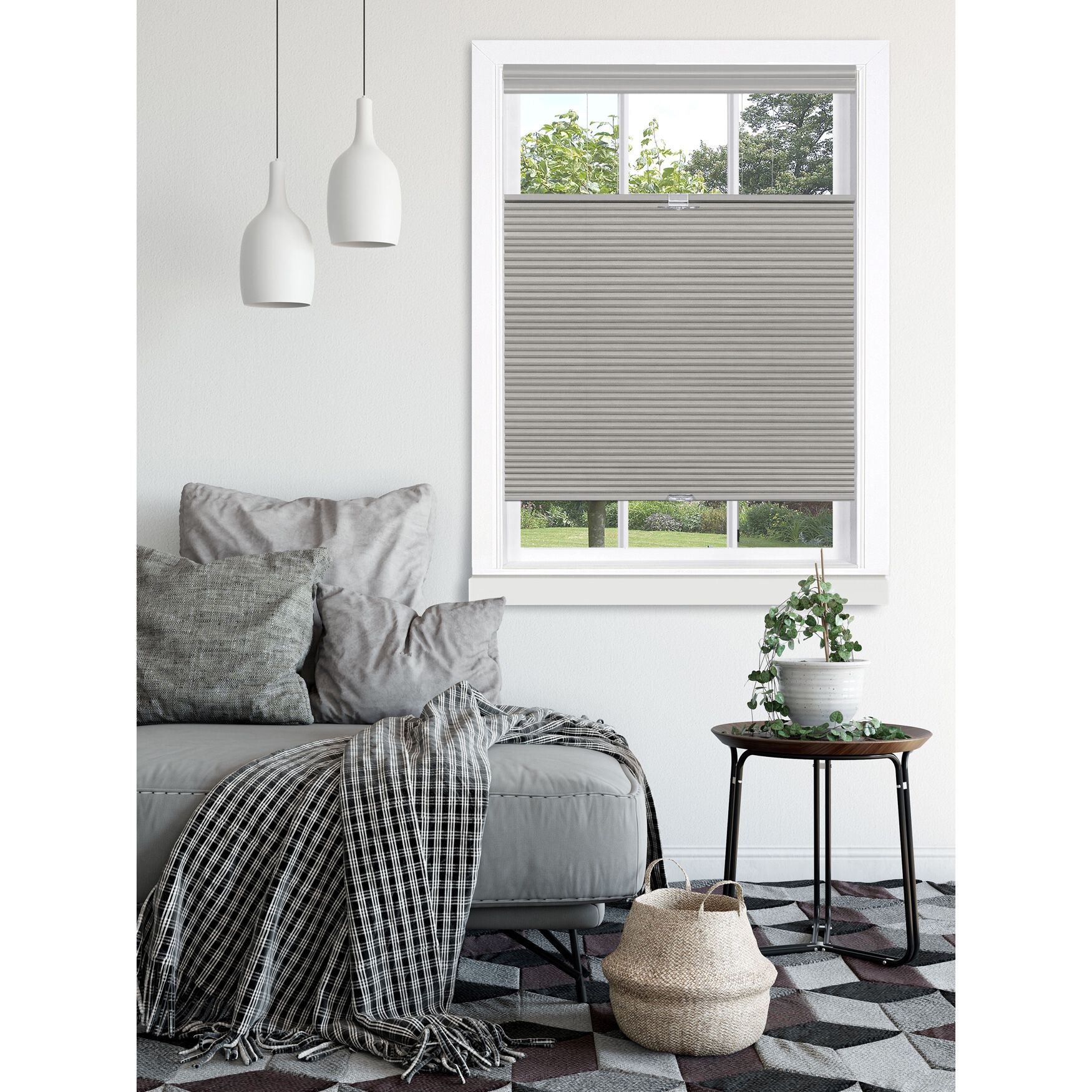 Top Down-Bottom Up Cordless Honeycomb Cellular Shade, DOVE GREY, hi-res image number 0