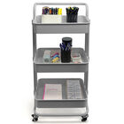 Home Basics 3-Tier Steel Rolling Utility Cart With Locking Wheels, GREY, hi-res image number null