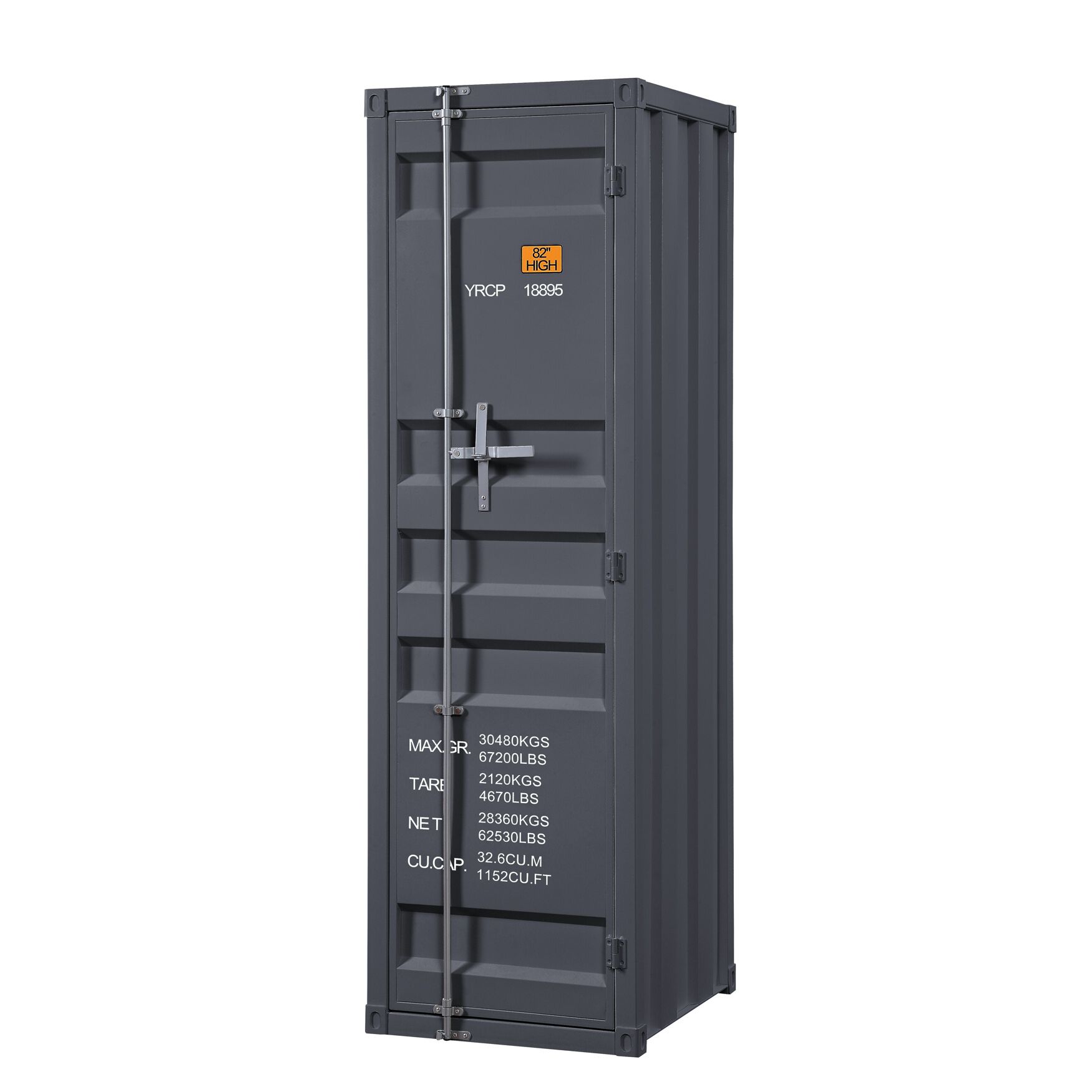 Wardrobe (Single Door), GUNMETAL, hi-res image number 0