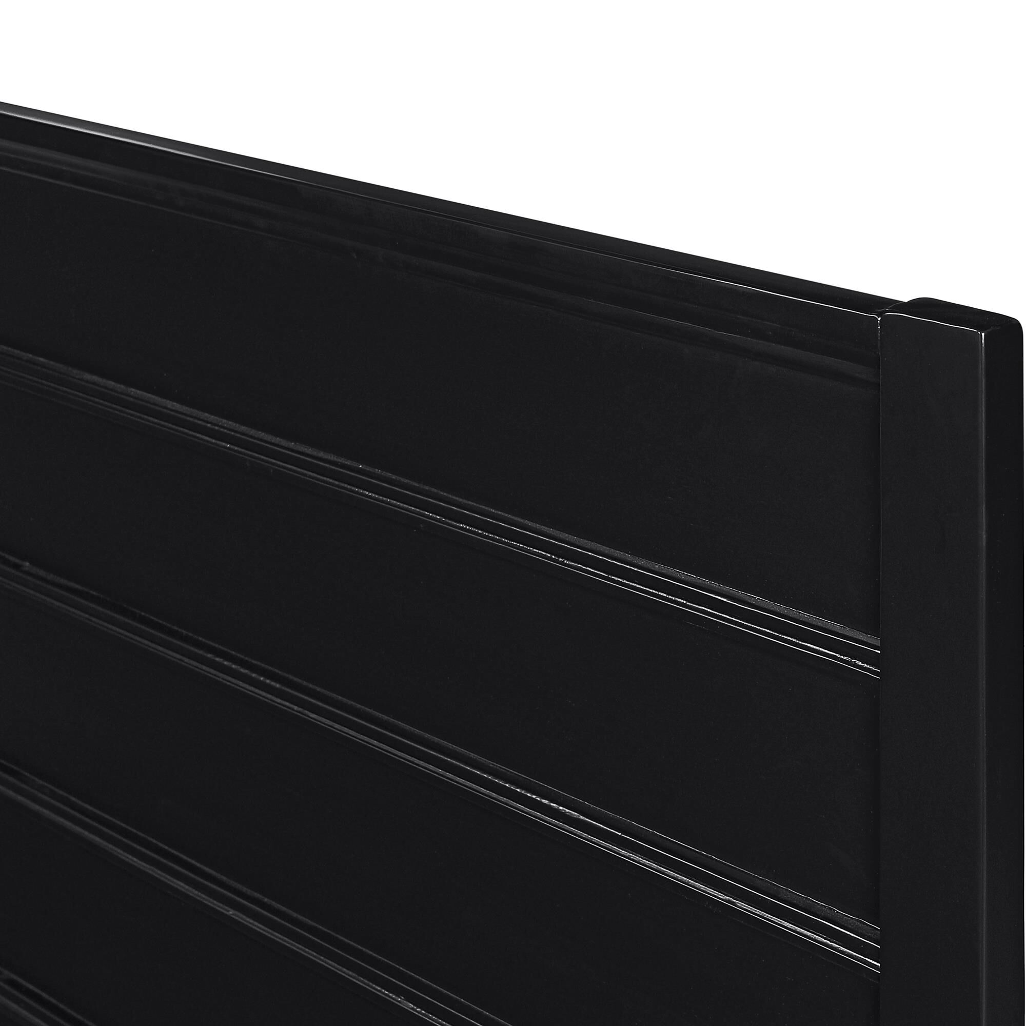 Caroline Wooden Platform Bed in Oak, King, BLACK, alternate image number 7