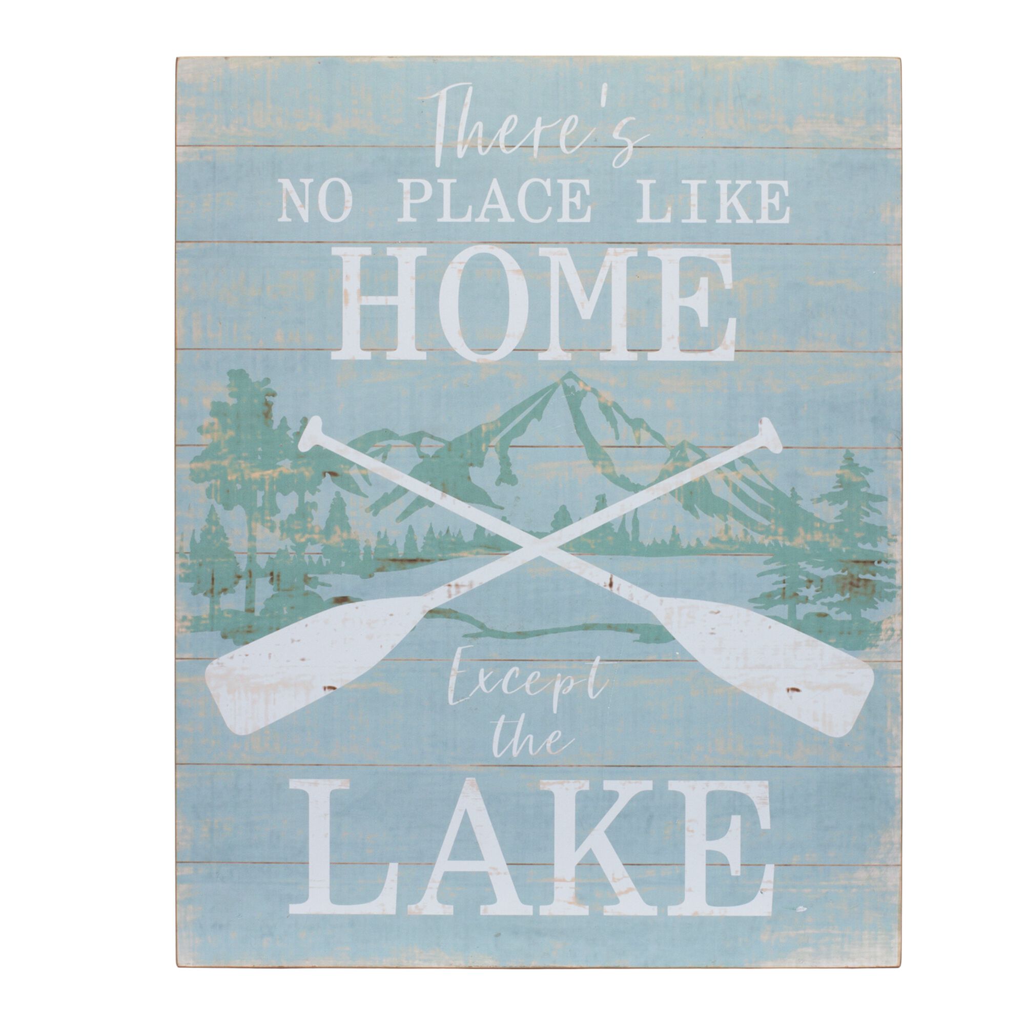 Wooden Lake Life Sentiment Sign (Set of 2), WHITE BROWN BLUE, alternate image number 2