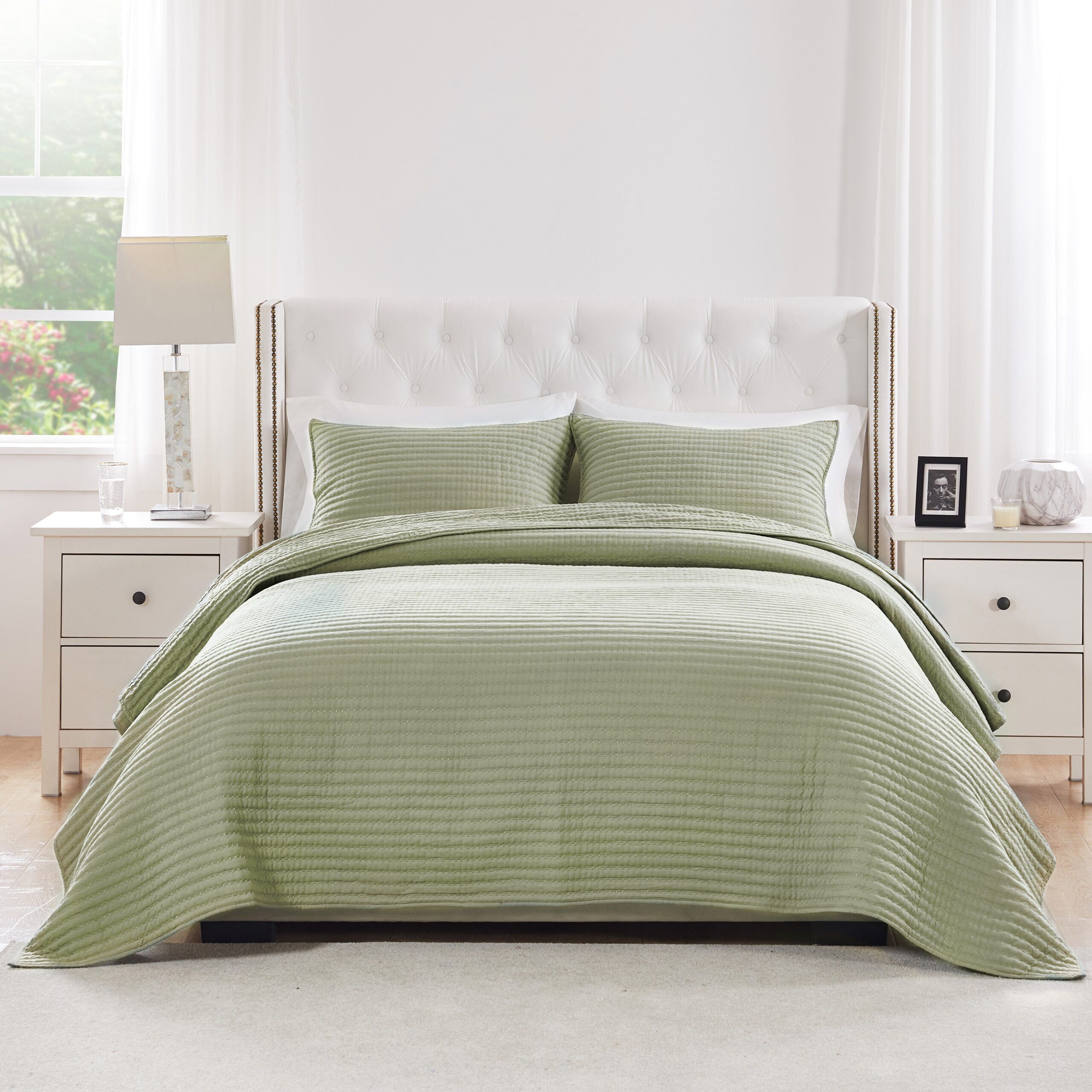 Greenland Home Fashions Vineyard Finely Stitched Quilt Set, SAGE, alternate image number 4