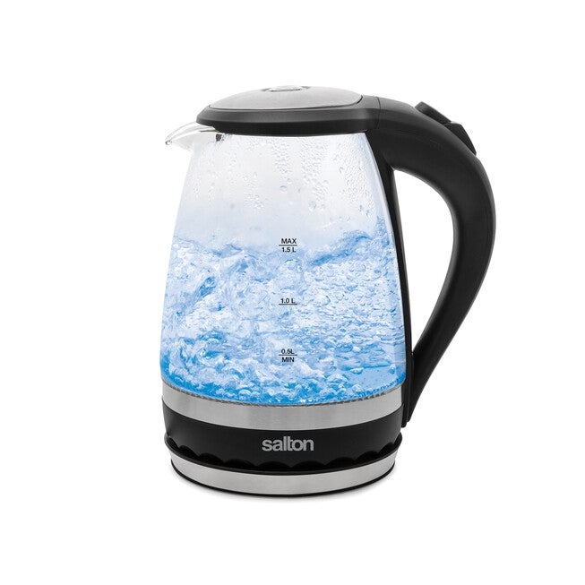 Salton® Compact Cordless Electric Glass Kettle, BLACK, hi-res image number null