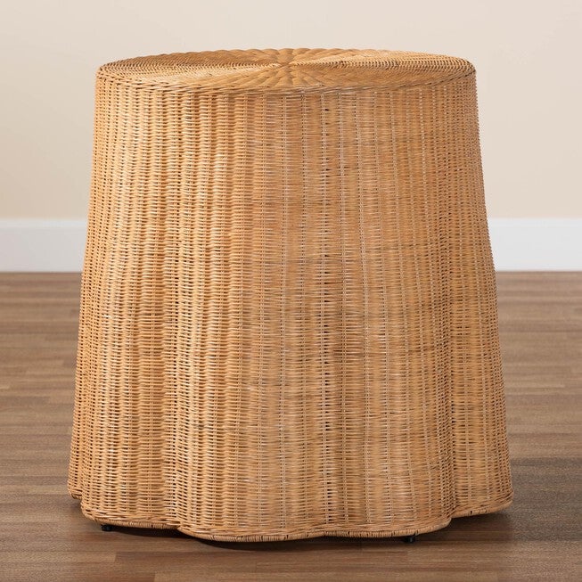Palm Bohemian Honey Scallop Rattan Console Table, , alternate image number null