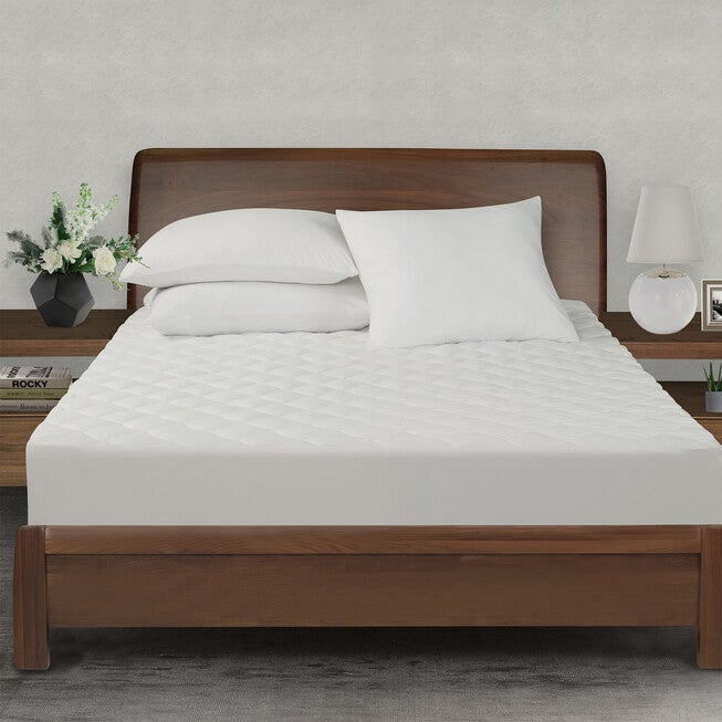 All-In-One All Season Reversible Cooling & Warming Fitted Mattress Pad, Twin, WHITE, hi-res image number 0