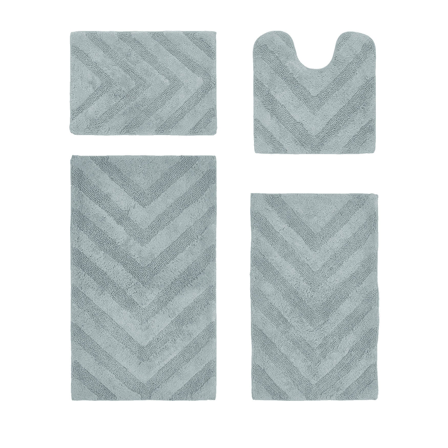 Hugo Collection 100% Cotton 4 Piece (17 inches X 24 inches | 20 inches X 20 inches | 21 inches X 34 inches | 24 inches X 40 inches) Bath Rug Set, BLUE, hi-res image number 0