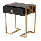 Luna Contemporary Glam And Luxe Black Finished Wood And Gold Metal End Table, , on-hover image number null