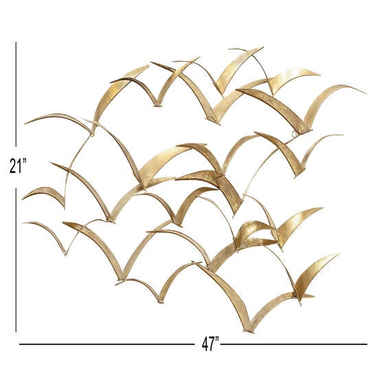 Gold Metal Coastal Birds Wall Decor, , alternate image number null