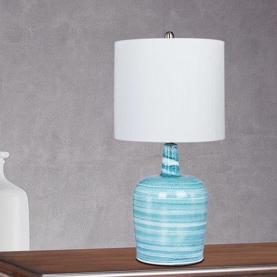 27" Teal Blue Glass Table Lamp, TEAL BLUE WHITE, hi-res image number null