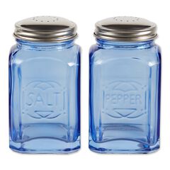 Retro Glass Salt & Pepper Set - Blue