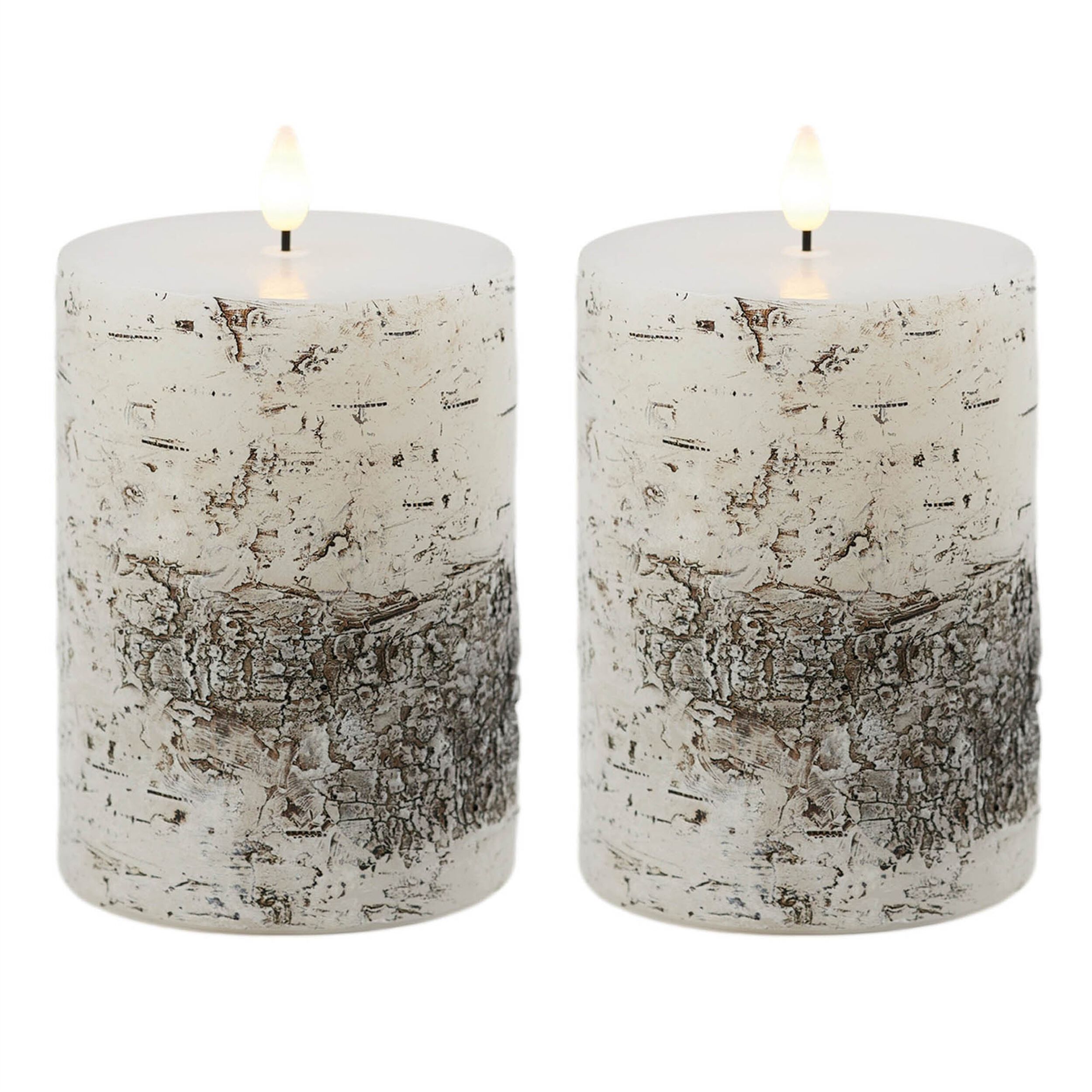 FIA Wick Birch Design Pillar Candle (Set of 2), WHITE BLACK, alternate image number 4
