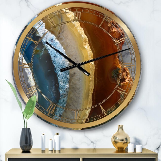 Mineral Slice Xv Oversized Fashion Wall Clock, BLUE, hi-res image number null