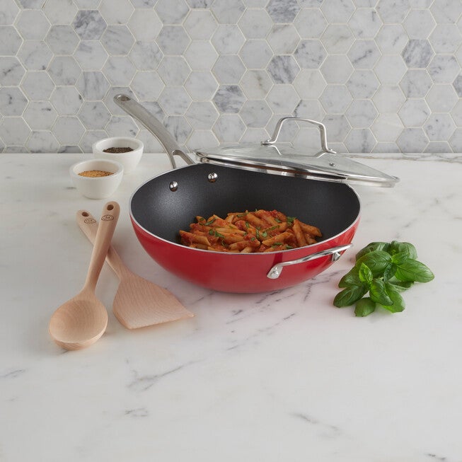 Martha Stewart 12 inches Essential Pan with Tools, RED, hi-res image number null