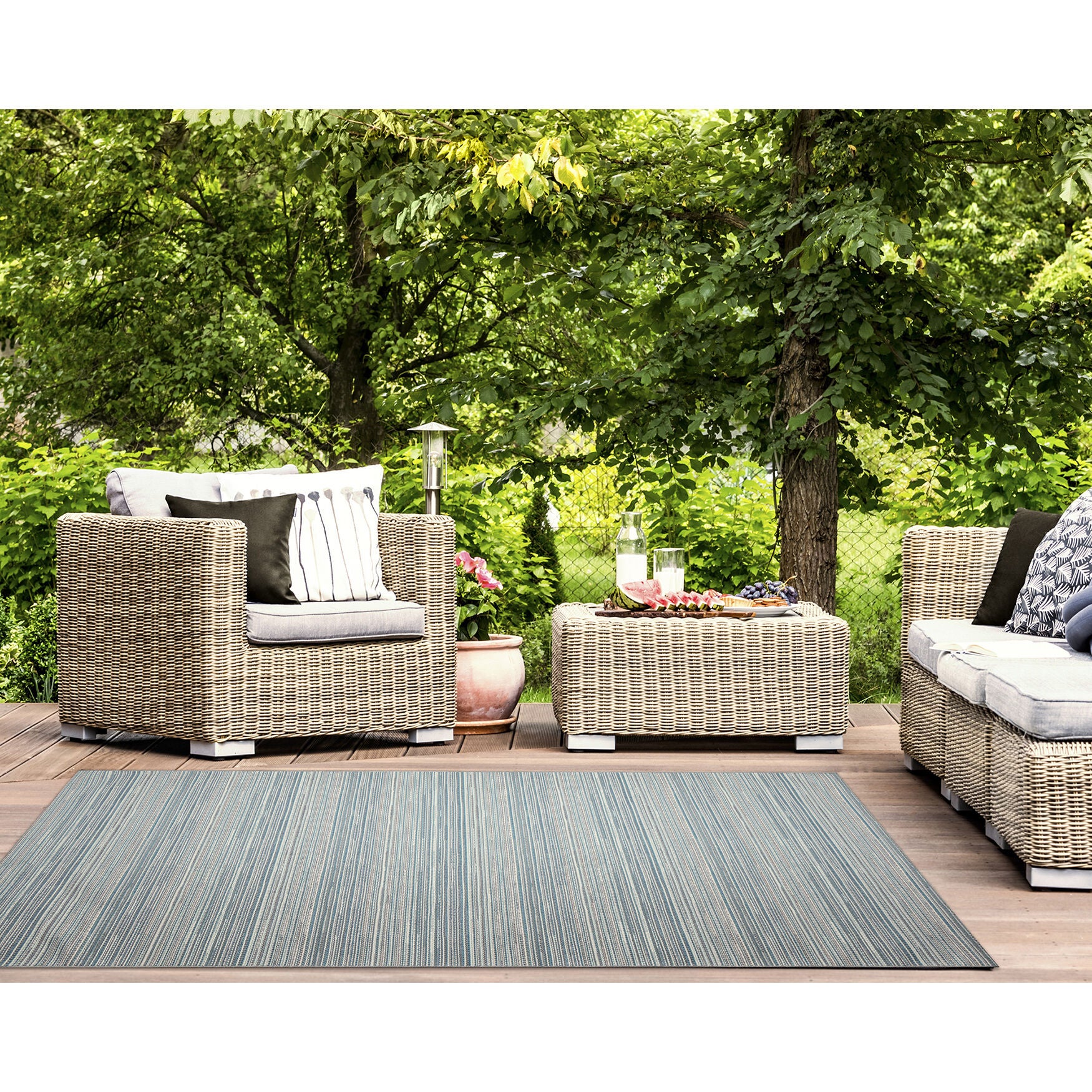 Liora Manne Miranda Tweed Stripe Indoor/Outdoor Area Rug Aqua 2' x 2 feet 10 inches, , alternate image number 10