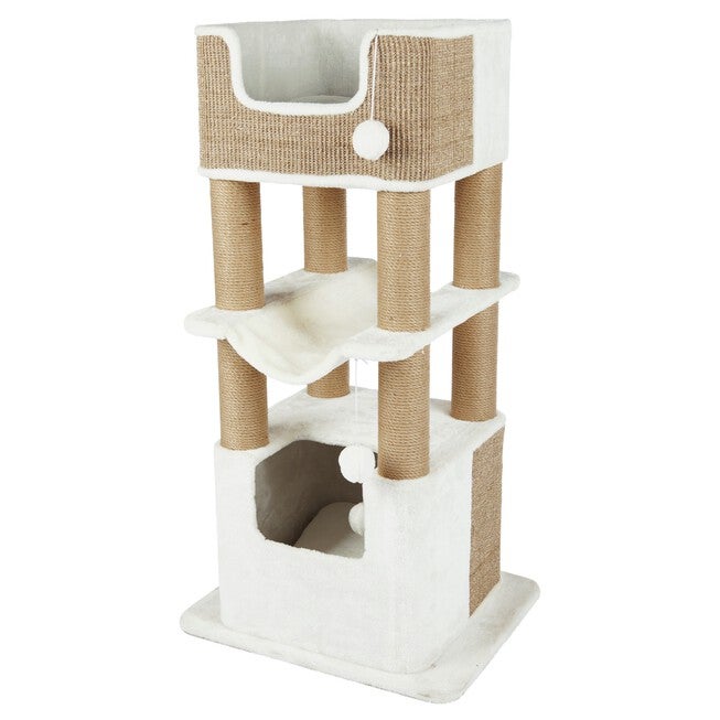 Lucano Cat Tower Scratching Post Cream, LIGHT BROWN, hi-res image number 0