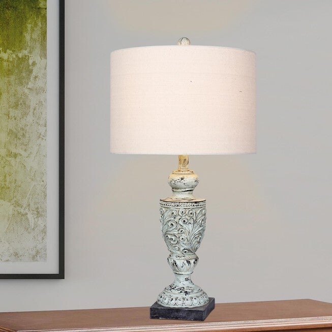 Antique Blue Resin 26.5 inches Table Lamp, Set 2, , on-hover image number null