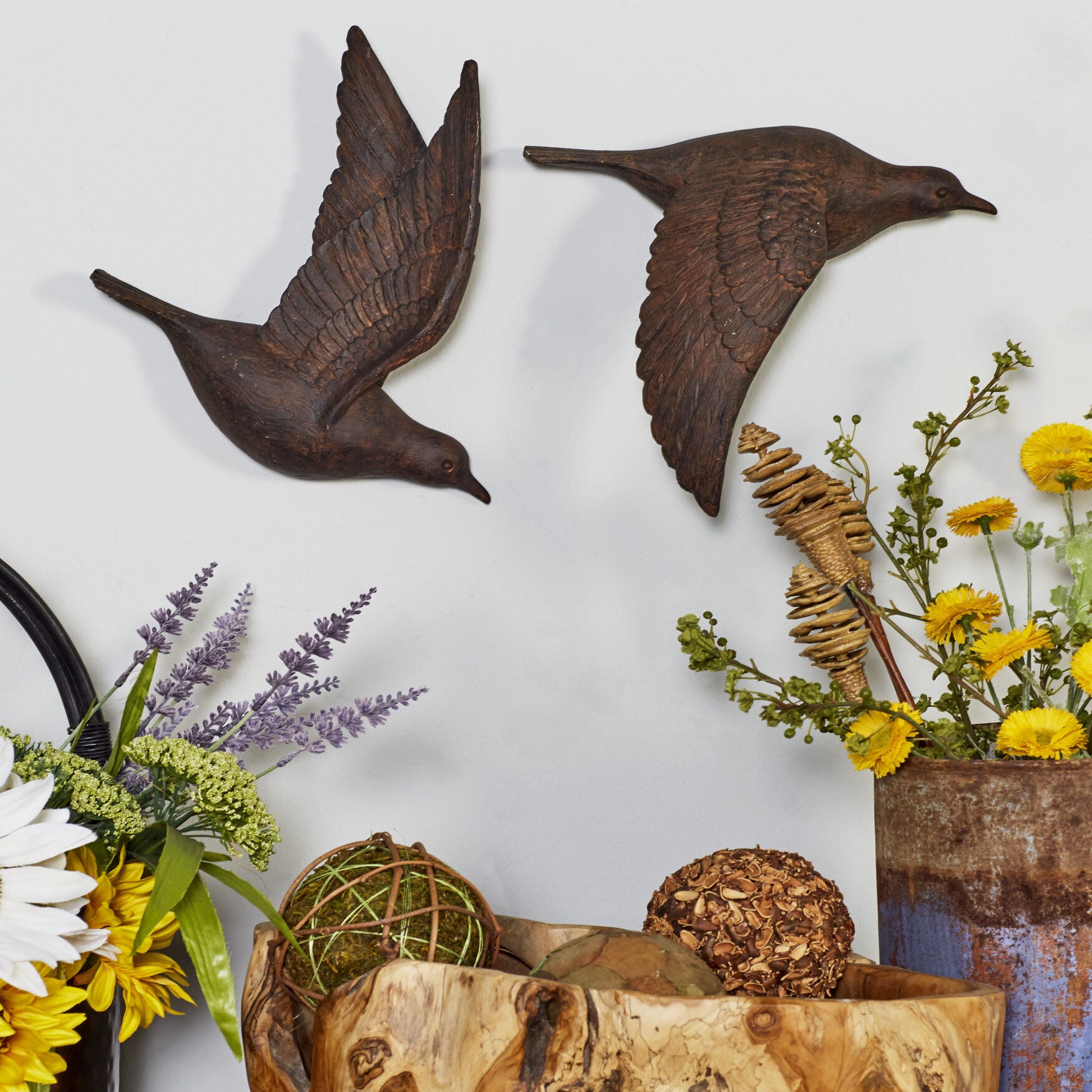Set Of 3 Brown Resin Farmhouse Birds Wall D&eacute;cor, , alternate image number 12