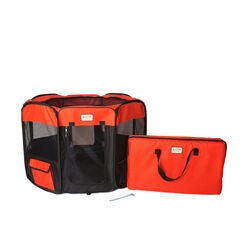 Portable Pet Dog Kitten Playpen In Black And Red Combo