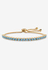 Gold-Plated Bolo Bracelet, Simulated Birthstone 9.25" Adjustable, MARCH, hi-res image number null