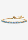 Gold-Plated Bolo Bracelet, Simulated Birthstone 9.25" Adjustable, MARCH, hi-res image number null