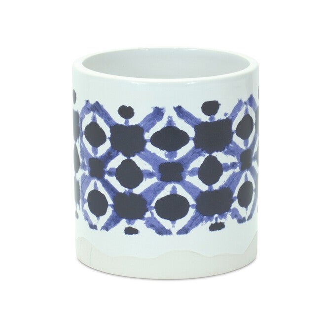 Pot (Set of 2) 4.5 inchesD x 5 inchesH, 5.5 inchesD x 6 inchesH Ceramic, WHITE/BLUE, alternate image number null