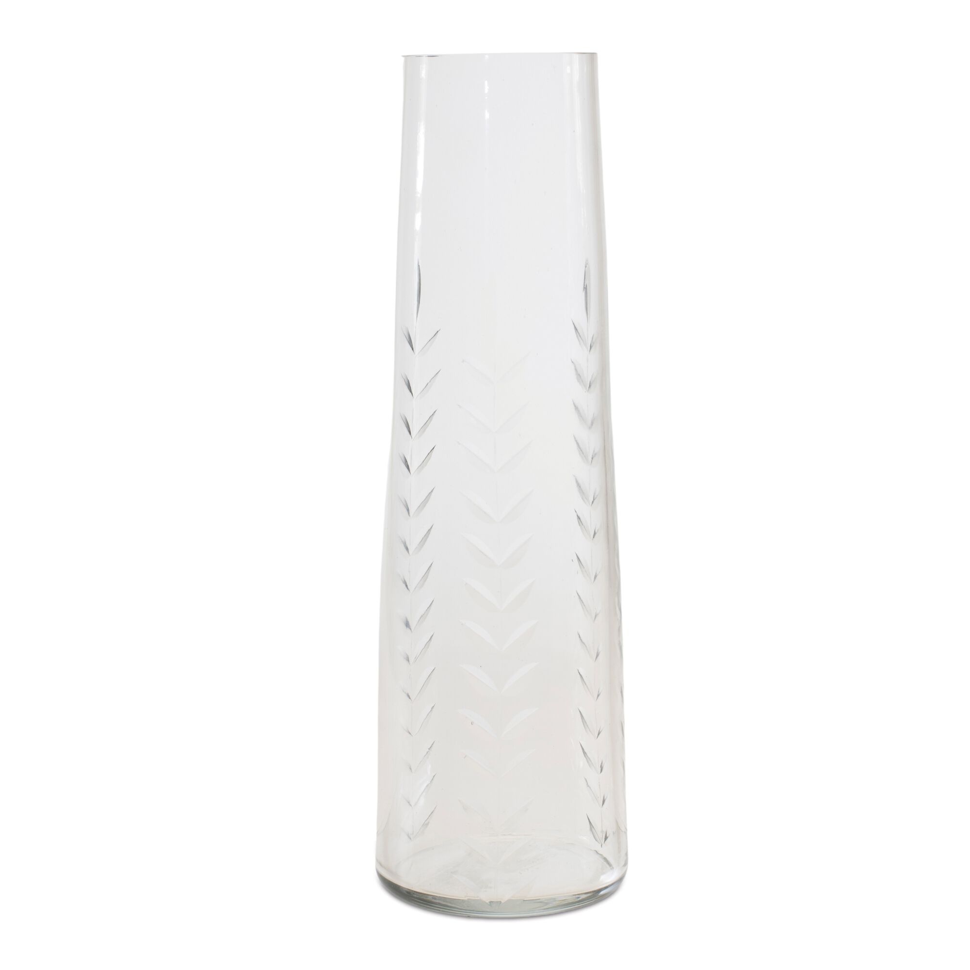 Etched Soda Lime Glass Vase 9 inchesH, CLEAR, hi-res image number 0