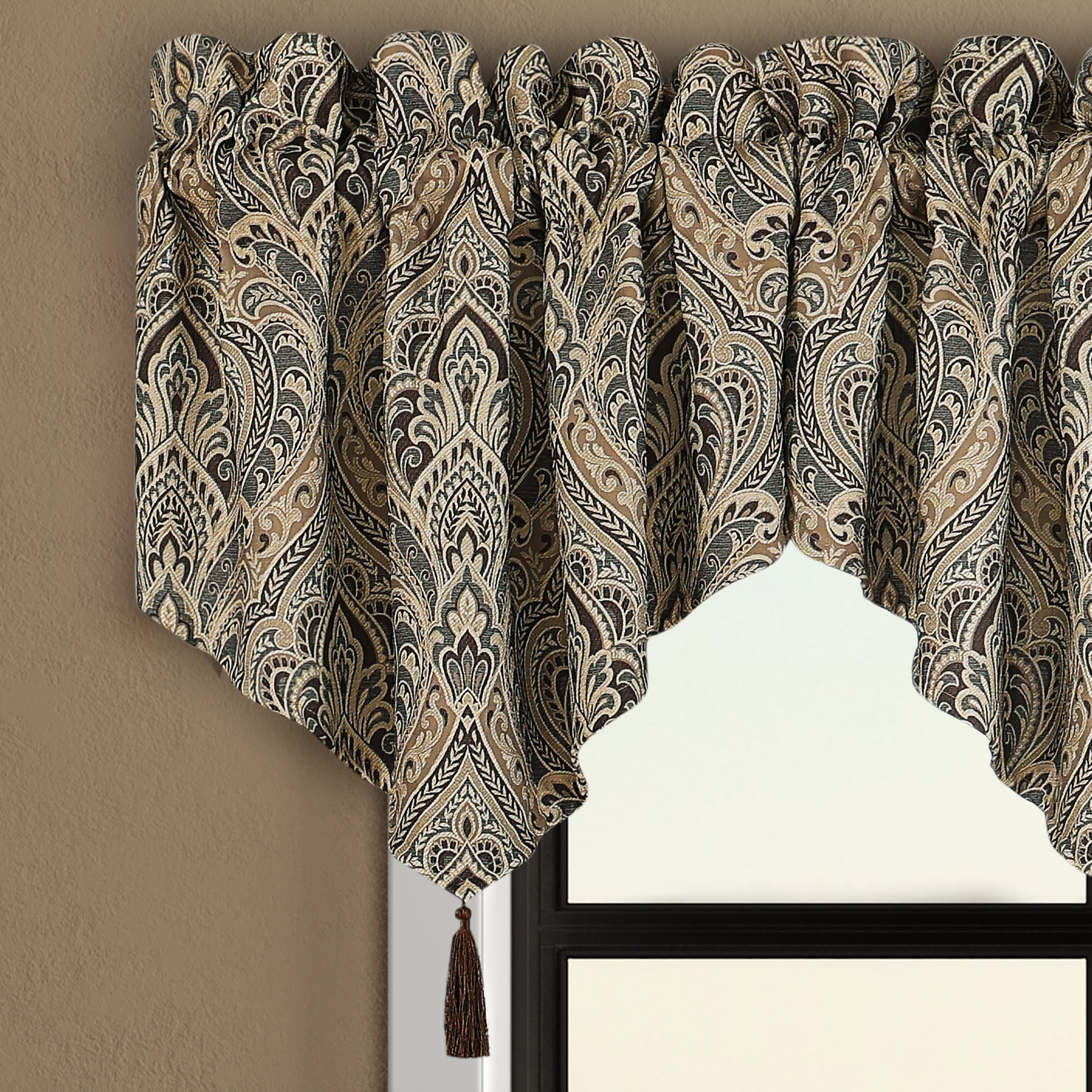 Maren Window Ascot Valance, CHOCOLATE, alternate image number 1