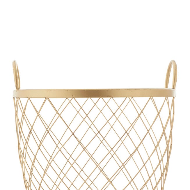Set Of 2 Modern Gold Metallic Rolling Basket Storage Cart, , alternate image number 5