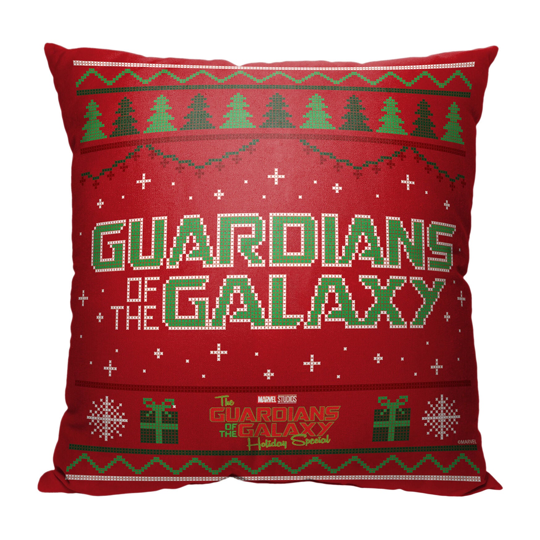 Marvel Gotg Holidayguardians Christmas Sweater 18X18 Printed Throw Pillow, O, hi-res image number 0