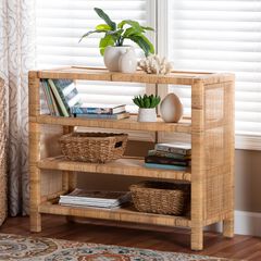 Abelia Natural Rattan 4-Tier Display Shelf