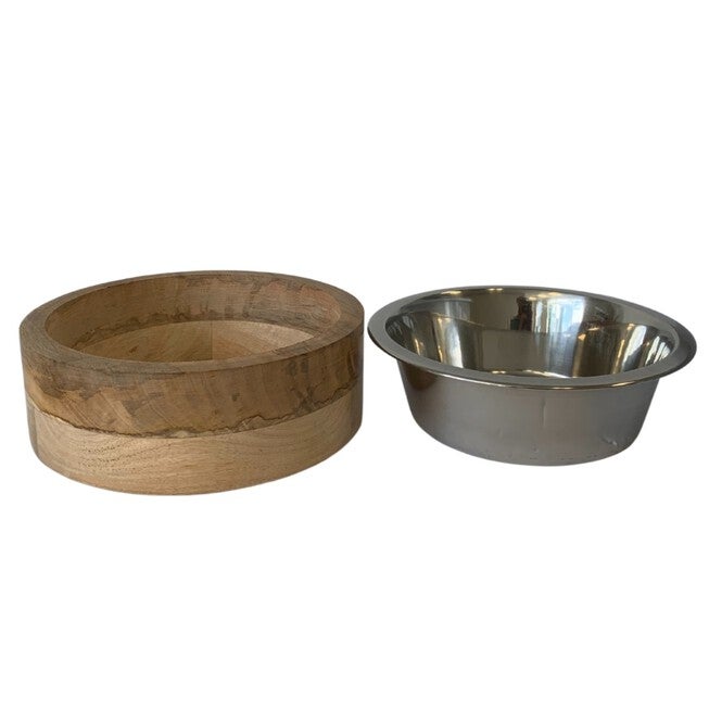 Stainless Steel Dog Bowl With Mango Wood Holder, , alternate image number 5