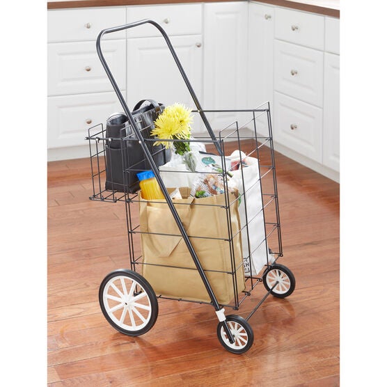 Jumbo Folding Shopping Cart, BLACK, hi-res image number null
