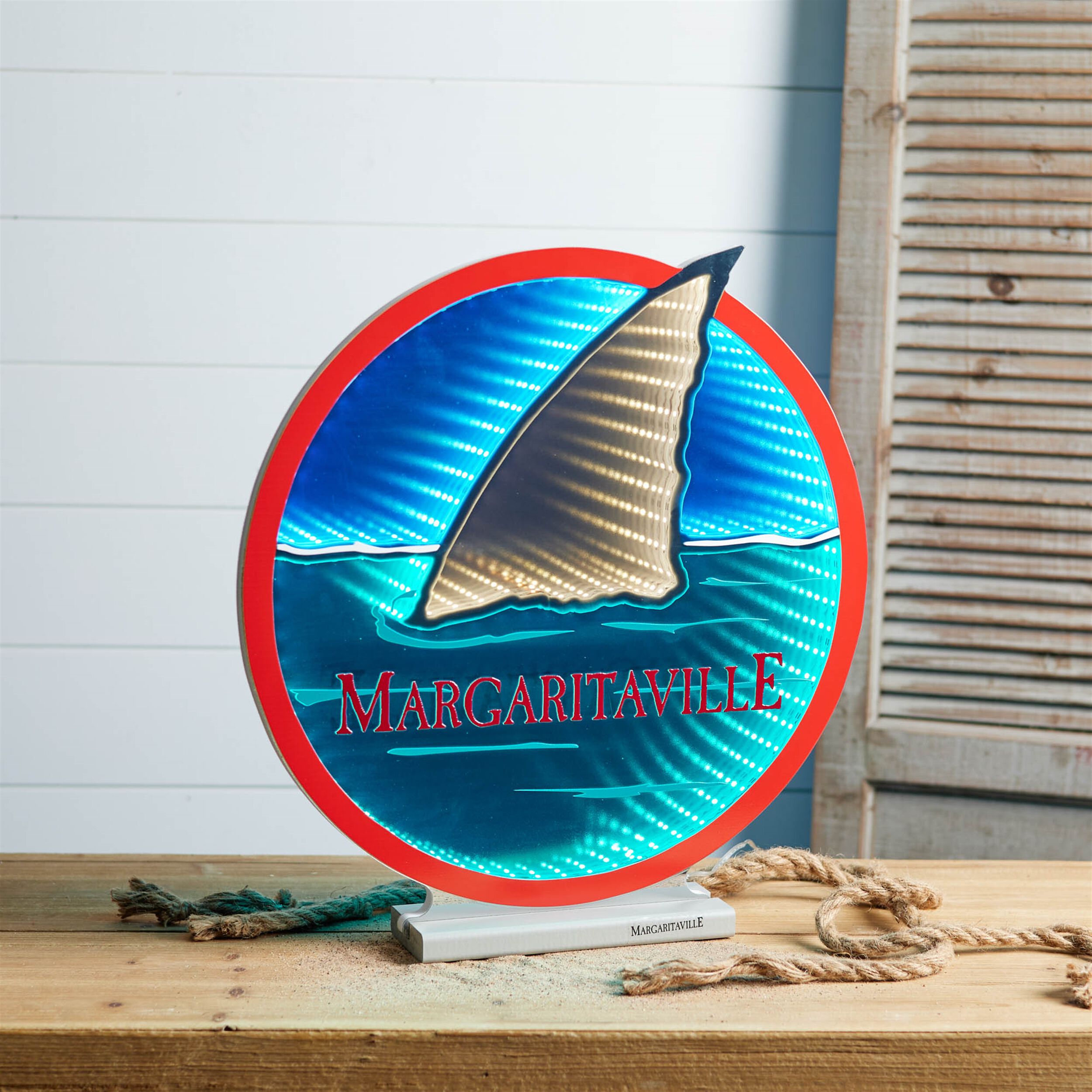 Margaritaville Shark Fin EkkoLight 16 inchesH, BLUE RED, alternate image number 1