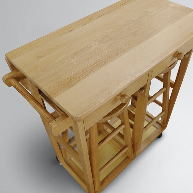 Breakfast Cart with Drop-Leaf Table-Natural, , alternate image number null