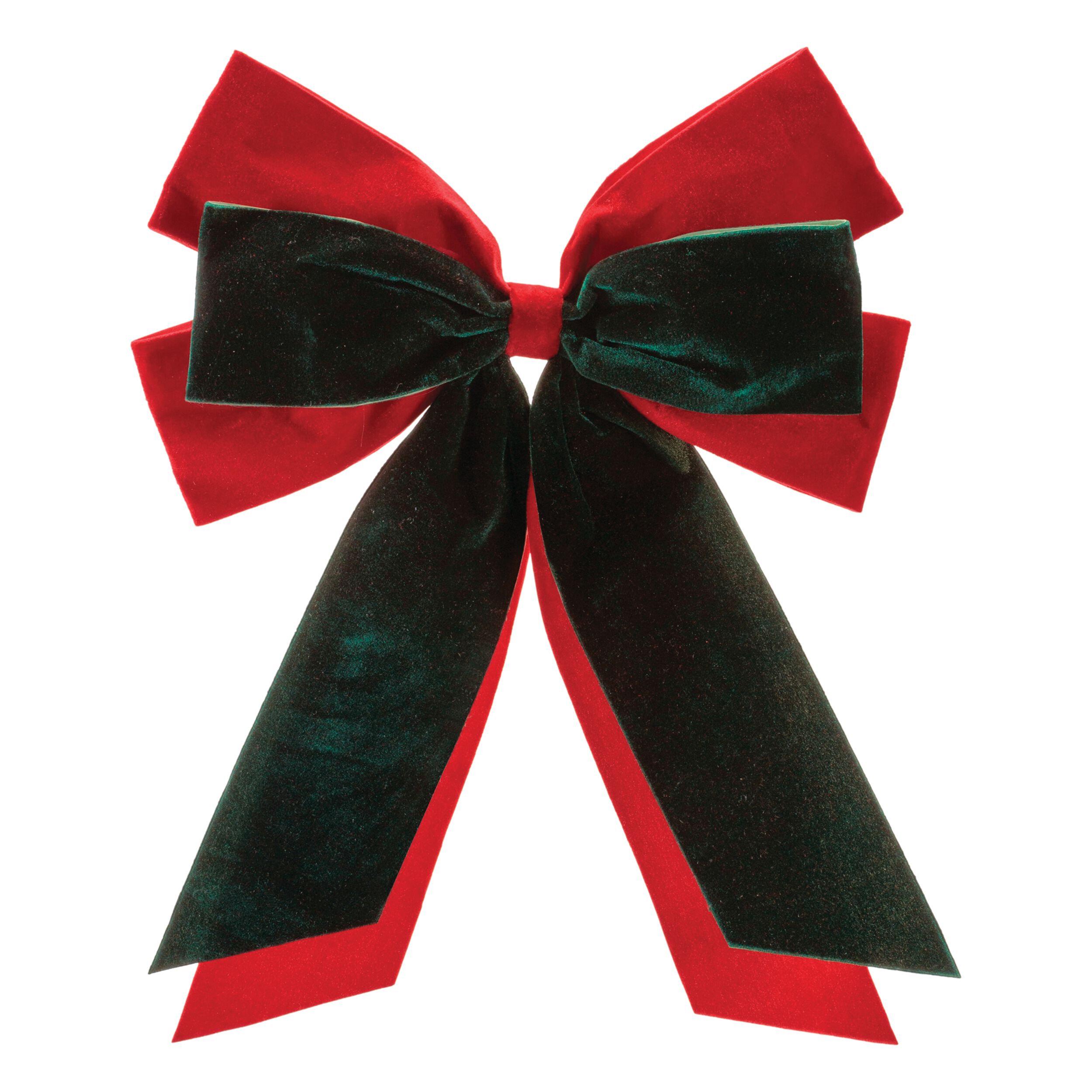 Double Bow Ornament (Set of 2), RED GREEN, hi-res image number 0