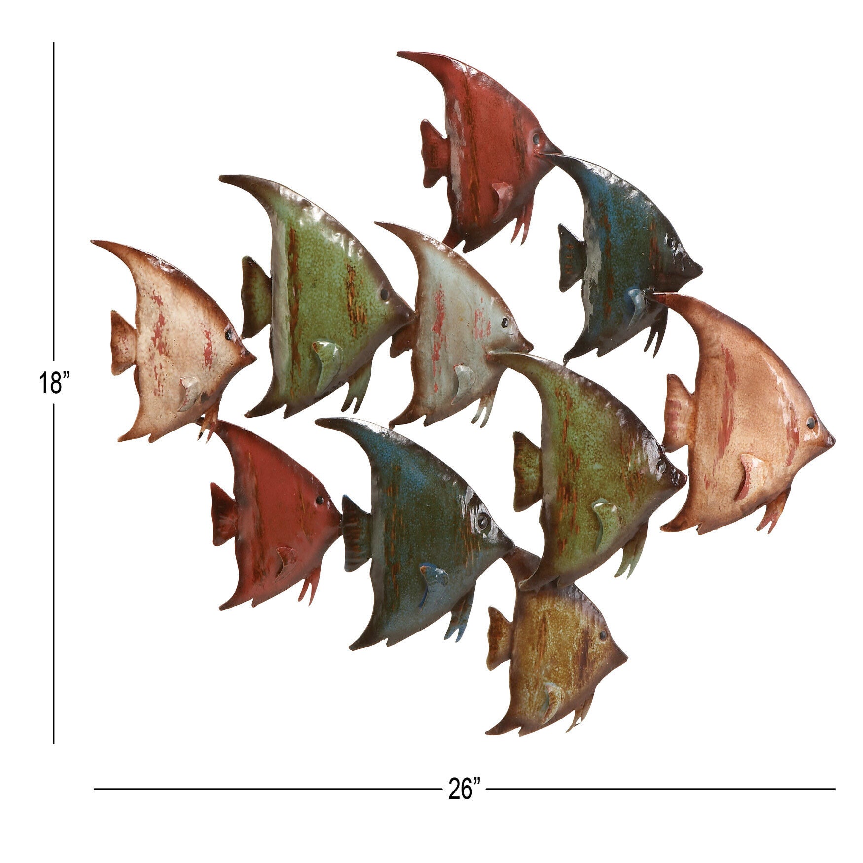 Multi Colored Metal Coastal Fish Wall Decor, , alternate image number 6