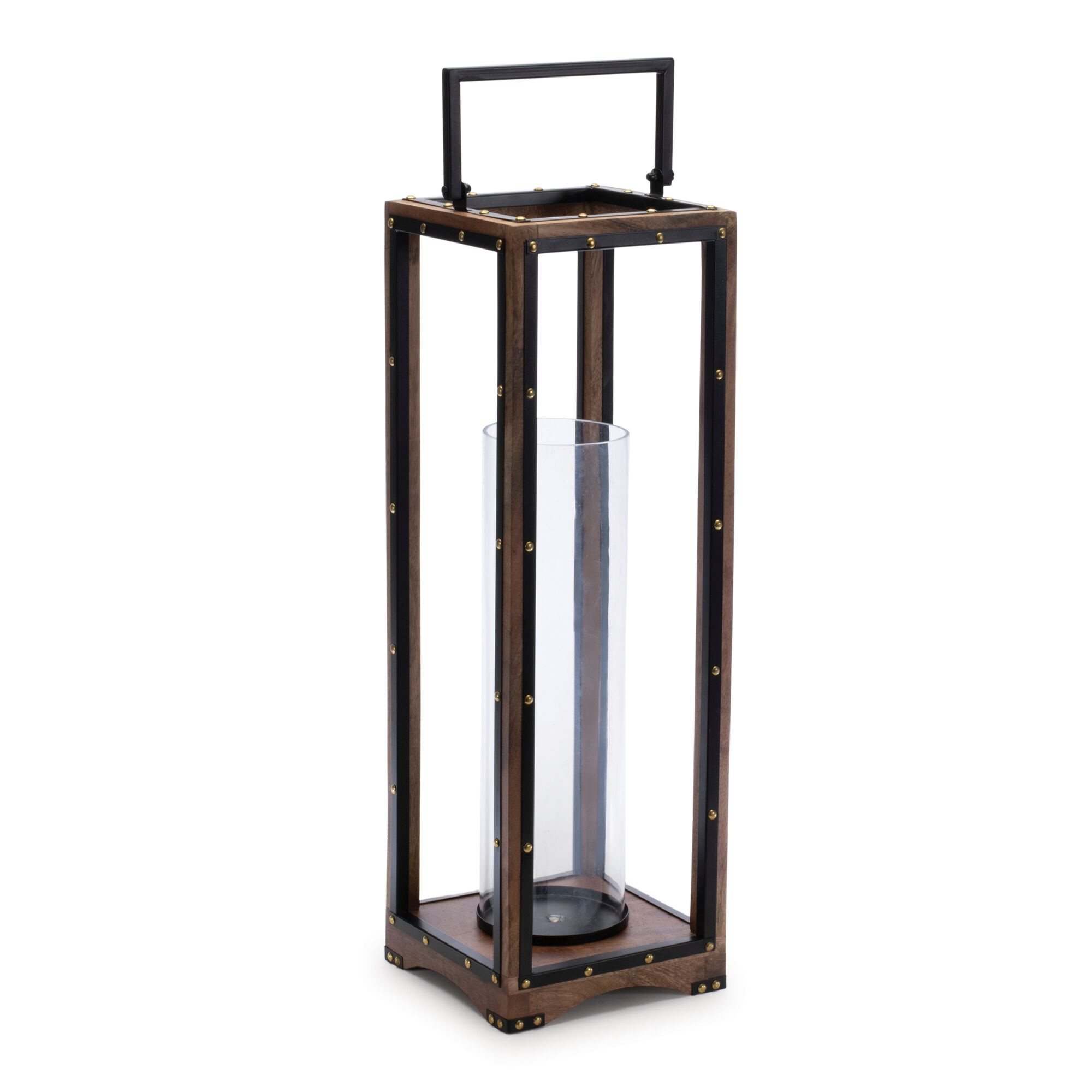 Framed Candle Holder with Rivet Detail 25.25 inchesH, BLACK, hi-res image number 0