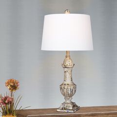 29.5" Antique Ivory Resin Table Lamp