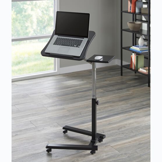 Adjustable Laptop Cart with Work Station, BLACK, hi-res image number null