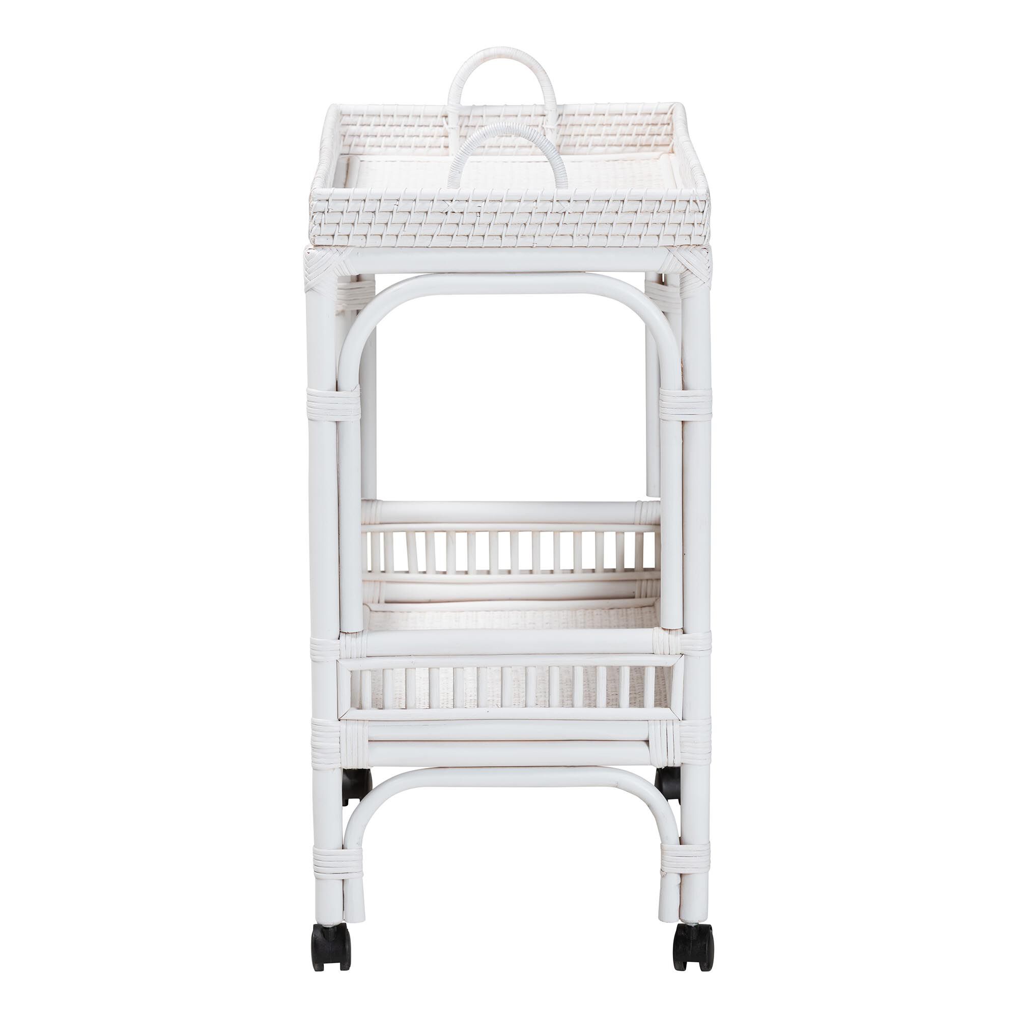 Lombok Natural Rattan Wine Cart, WHITE, alternate image number 3