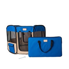 Portable Pet Dog Kitten Playpen In Blue And Beige Combo
