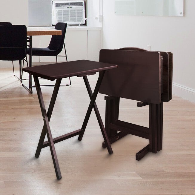 5pcs Tray Table Set-Espresso, , alternate image number null