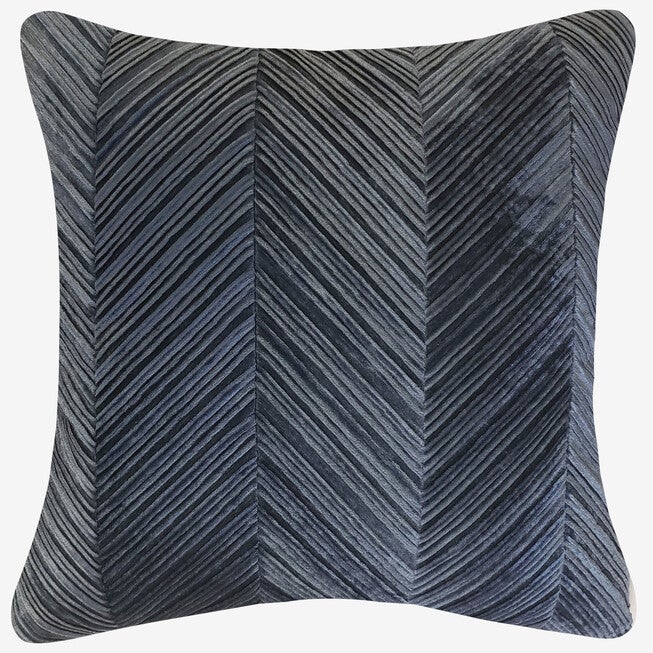 Chevron Velvet Decorative Pillow, COBALT, hi-res image number 0