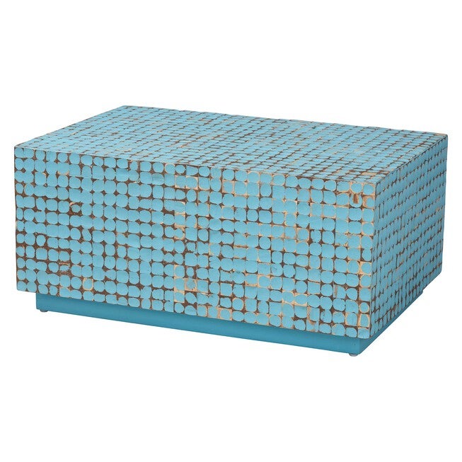 Nitza Bohemian Coconut Shell and Acacia Wood Coffee Table, BLUE, alternate image number null